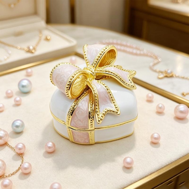 Cute Alloy Trinket Box With Delicate Enamel Craft Old Fashioned Decorative Box Perfect For Jewelry Storage