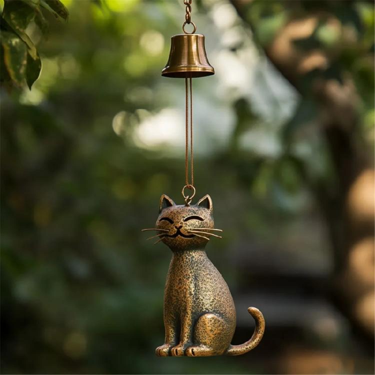 Automotive Rearview Mirror Decoration Elegant Cats Shaped Wind Chimes Ornament with Soft Chimes Sound for Home and Garden