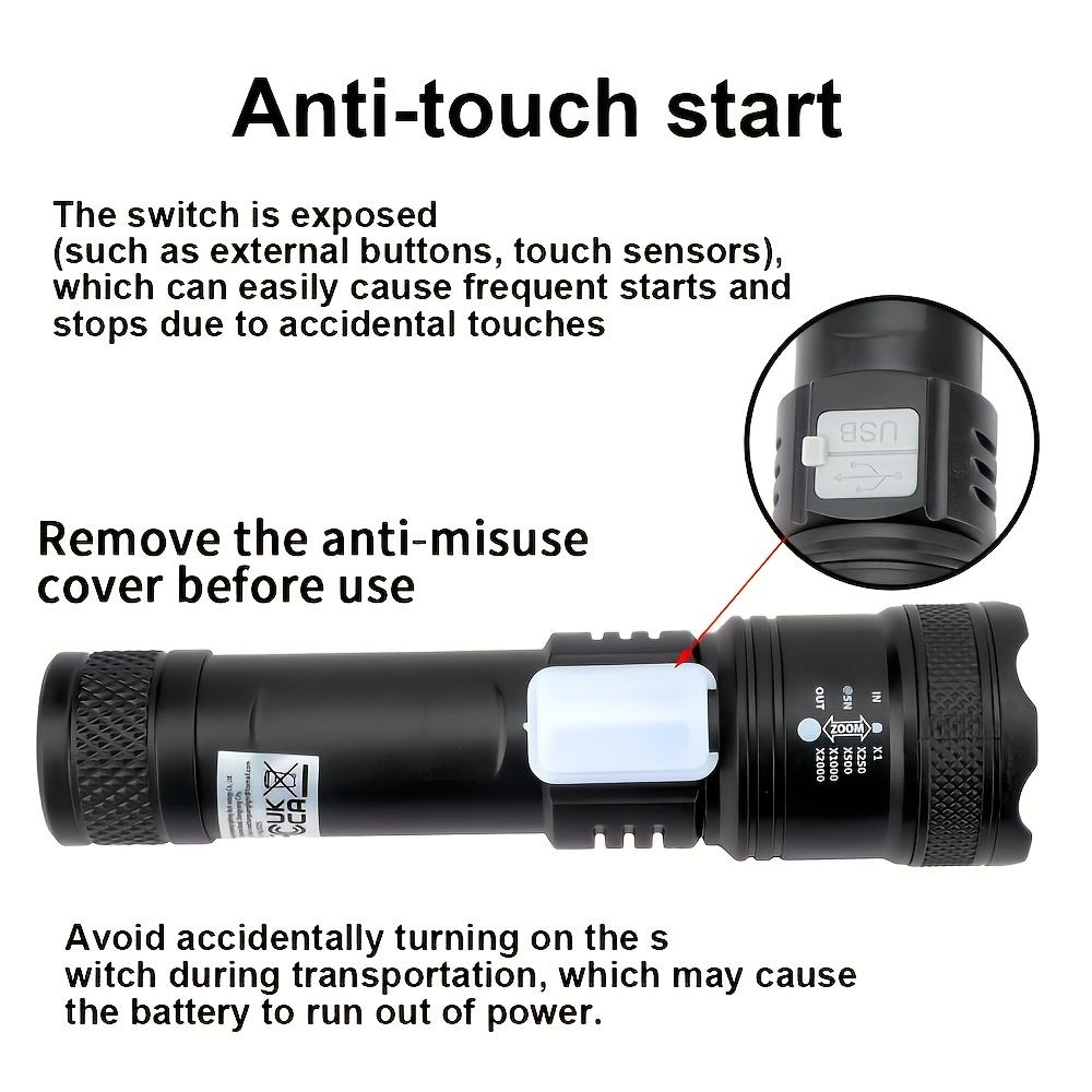 Telescopic zoom flashlight with built-in rechargeable handheld home safety lighting, durable structure, emergency preparation, essential for camping