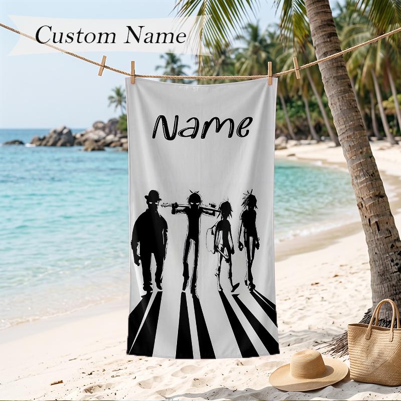 Gorillaz Custom Name Printed Beach Towel Personalized Soft Towel For Swimming Beach Travel