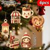 6Pcs Christmas Wooden Ornaments Santa Claus Snowman Reindeer Hanging Decorations for Christmas Tree Holiday Home Party Decor