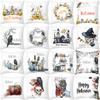 New Halloween Pillow Cover for Home Use Nordic Simple Skull Letter Print Peach Skin Cushion Cover