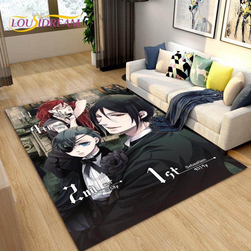 Black Butler Anime Cartoon Area Rug,Carpet Rug for Living Room Bedroom Sofa Doormat Decoration, Kids Play Non-slip Floor Mat