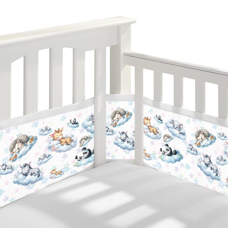 Breathable Mesh Crib Liner for Standard-Size Cribs (1 Panel 340x30 cm + 1 Panel 160x30 cm)