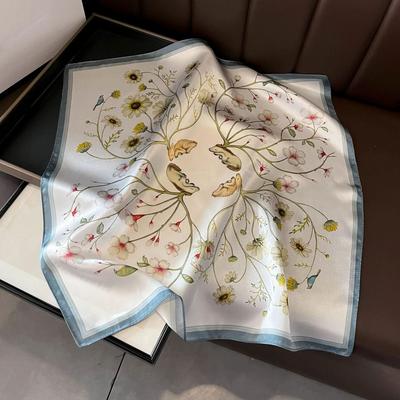 Sciarpa di Seta Naturale al 100% Donna Poncho Fascia per Capelli Nuova Bandana Sciarpe Quadrate Wrap Fazzoletto Moda Primavera Gelso Hijab