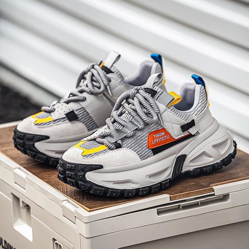 

New trend versatile early autumn plain surface thick sole height increase color matching fashion casual shoes men comfortable sports 44