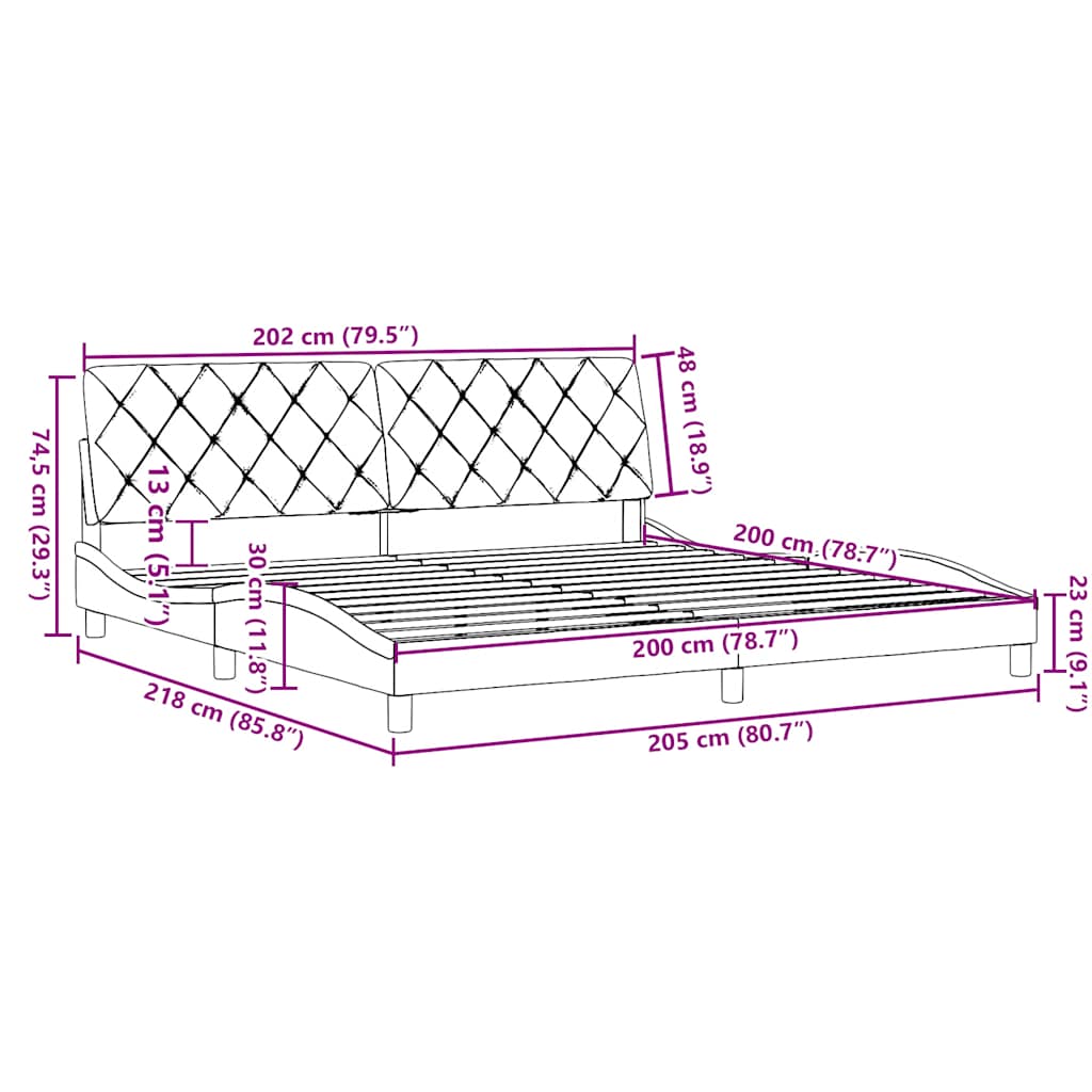 Bed Frame without Mattress Dark Brown 200x200 cm Fabric