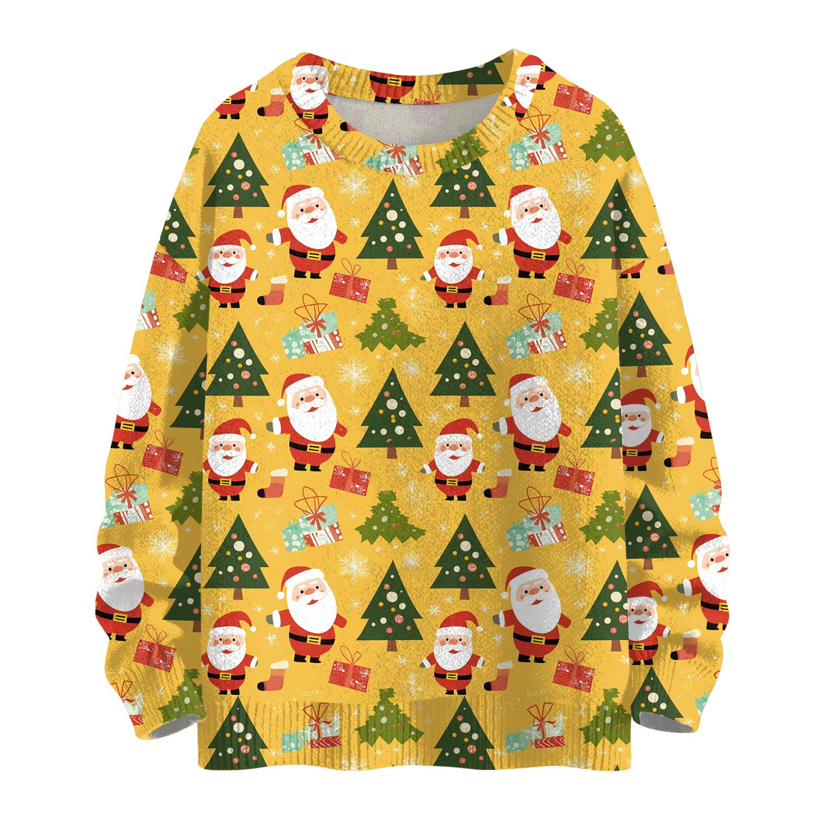 Женский повседневный шерстяной рождественский свитшот с длинным рукавом, осенний отпускной пуловер с длинным рукавом XL