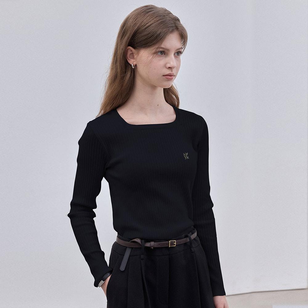 Hiikeu Rib Square-Neck Knit_Black