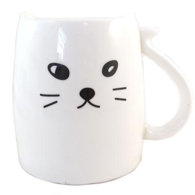 [Q0219] - Ceramic Mug 'Les Chats' White Black - 12x10 Cm