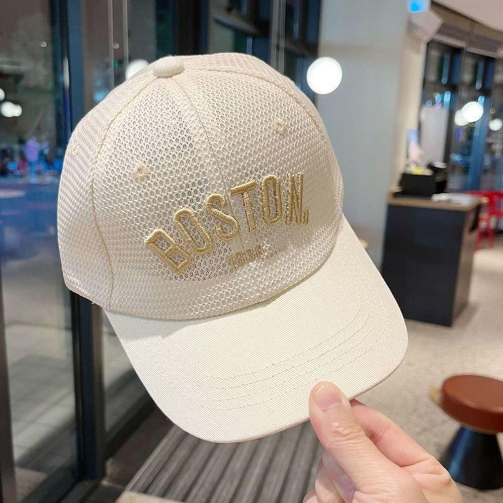 Boné de Beisebol de Malha Respirável Bordado com Letras Chapéus de Proteção Solar para Exterior Para Bebês Meninos Meninas