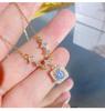 Shiny Luxury Square Diamond Titanium Steel Clavicle Necklace For Women