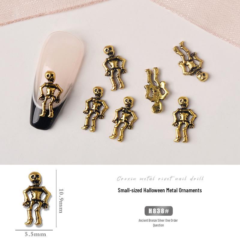 Japanese Metal Nail Art: Halloween Ghost Claw, Skull & Spider Rhinestone Stickers