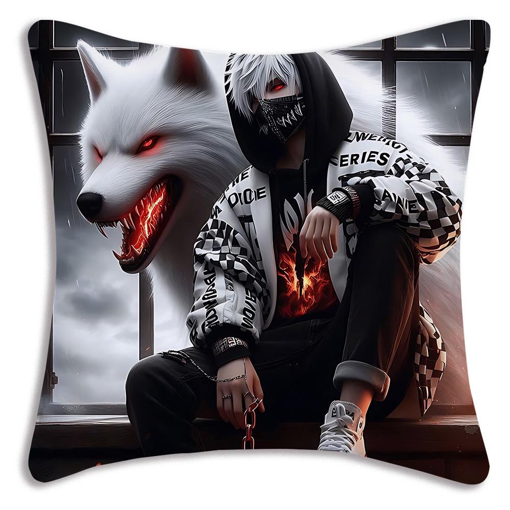 Anime For Tokyos Ghouls Pillow Covers Cartoon Sofa Decorative Home Double-sided Printing Short Plush Cute Cushion Cover