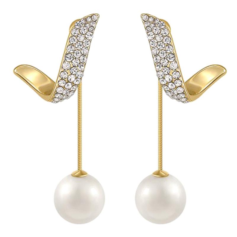 Korean Fashion Geometric Metal Pearl Pendant Drop Earrings For Woman Gothic Girl'S Elegant Jewelry Wedding Set Accessories