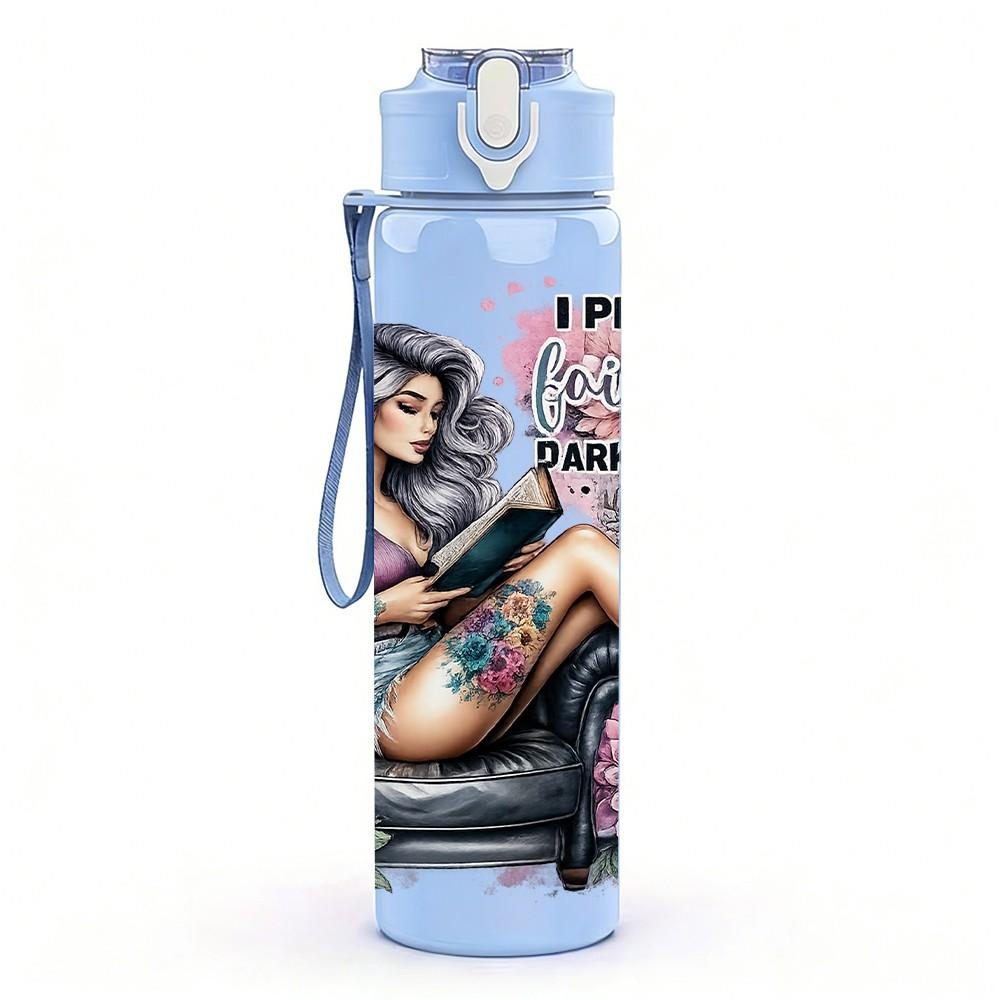 1PC Bohemian Lady Dark Fantasy Art Print 750ml Color Plastic Sports Water Bottle Leakproof Flip Straw Lid Suitable for Sports Office Home Use