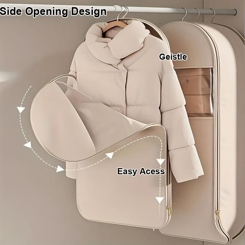 High-Quality Space-Saving Self-Compressing Hanging Storage Bag - Side Opening Design, Durable Fabric Garment Organizer with Up To 40% Compression Rate