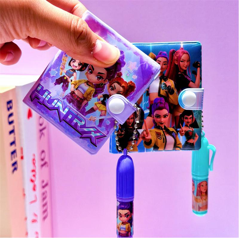 New K-op Demon Hunter Notebook Portable PU Pocket Book Ins High Aesthetic Cartoon Notebook Girl Birthday Gift