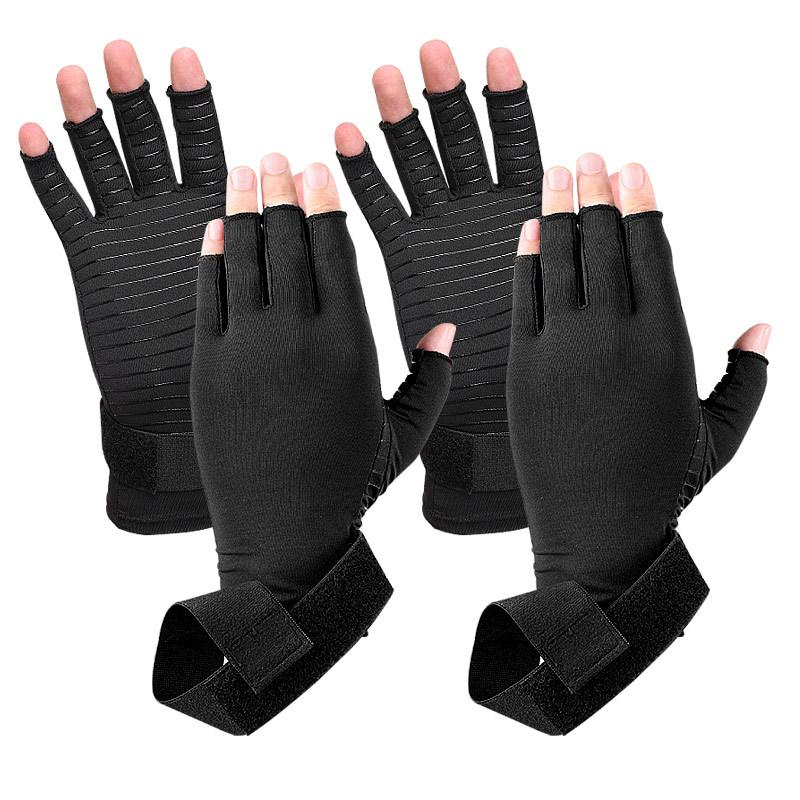 Sports Fitness Non-slip Half Finger Training Copper Fiber Pressure Gloves Copper Ion Wrist Gloves
