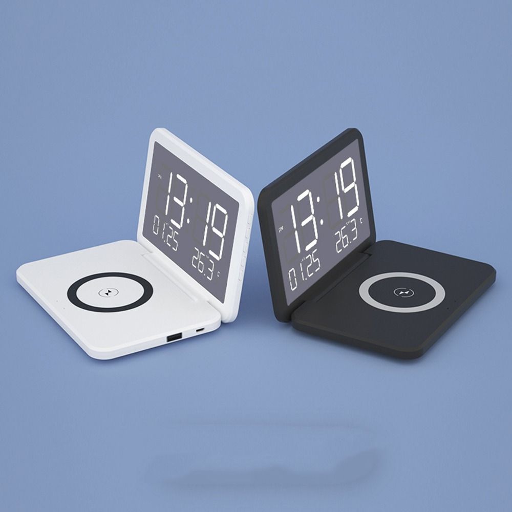 Intelligent Recognition Wireless Charger Alarm Clock Temperature Display Smart Digital Alarm Clock Plastic LED Mirror