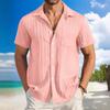 Summer Men's Striped Color Blocked Casual Short Sleeved Shirt