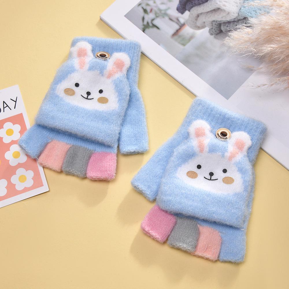 

Женские милые перчатки без пальцев из искусственного меха норки с откидной варежкой в виде кролика для осени и зимы 12cm