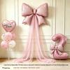 Girls' 5th & 6th Birthday Decor Set with Bow, Net Yarn, and Balloons for a Festive Photo Atmosphere