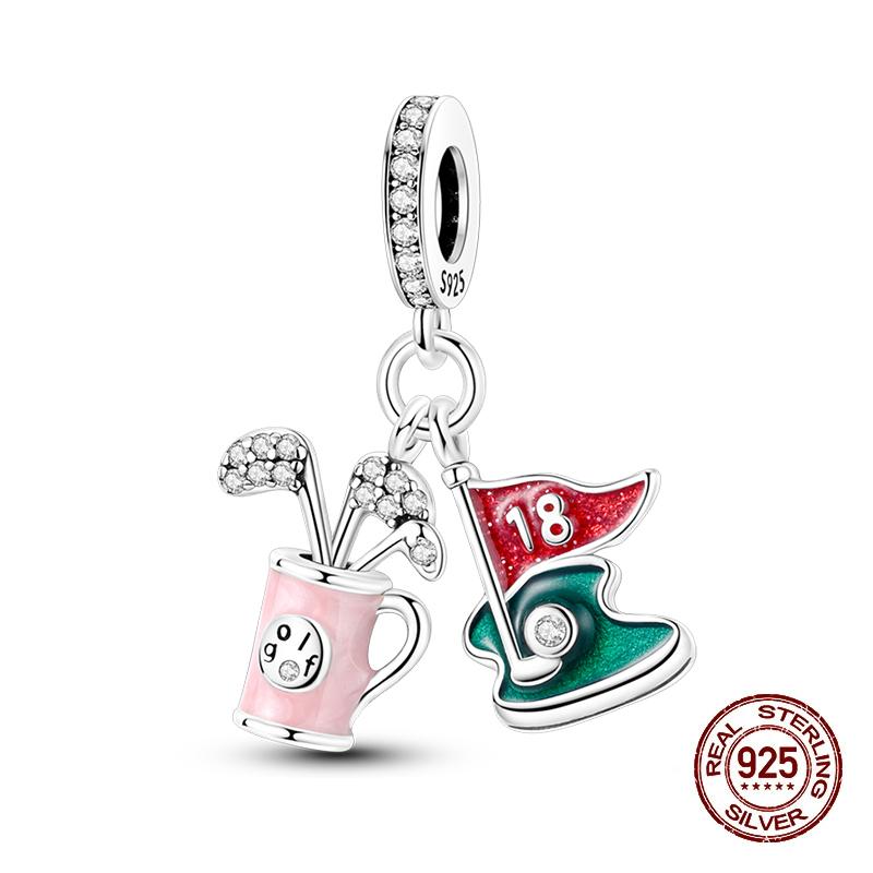 Copper Color Basketball Football Badminton Sports Series Charms Beads Fit Pandach Original Bracelets Diy Jewelry Gifts