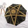 Golden Pentagram Mouse Pad, Mystic Star Design for Wicca Enthusiasts Umbrella, Cute Umbrella with Cute Design, Portable 3-Fold Compact Umbrella for Me