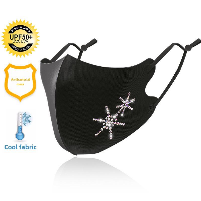 Pratelná Nastavitelná Diamantová Maska: Prodyšná, Chladivá, Protipylová, Maska na ochranu před sluncem z ledového hedvábí