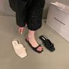 Women’s Sandals Flats Bow Slippers Square Toe Shoes Woman Summer 2025 Trend Dress Open Toe Casual Beach Comfort Sandalias