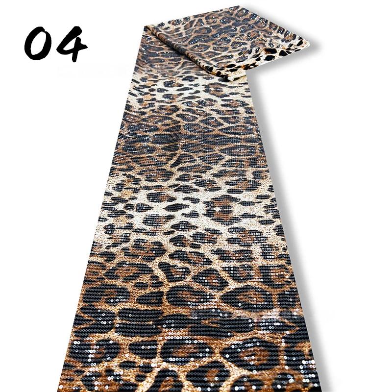 

1 ярд ткань с леопардовым принтом из пайеток через яркую листовую ткань аксессуары для одежды ткань с вышивкой пайетками шитье платья текстиль 1Yard