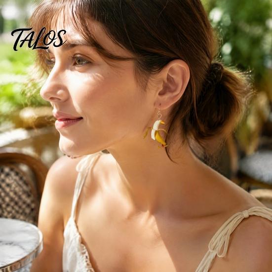 Creative Birthday Gift for Friends 1 Pair Funny Duck Earrings, Novelty Garlic/Banana Dangle Drop Earrings Fashionable Quirky Accessories Women,