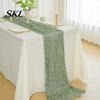 Table Runner Cheesecloth Runner, Boho Rustic Gauze Wrinkled Farmhouse Decorative Sheer for Wedding Party Baby Shower Birthday Home Decor Scratch