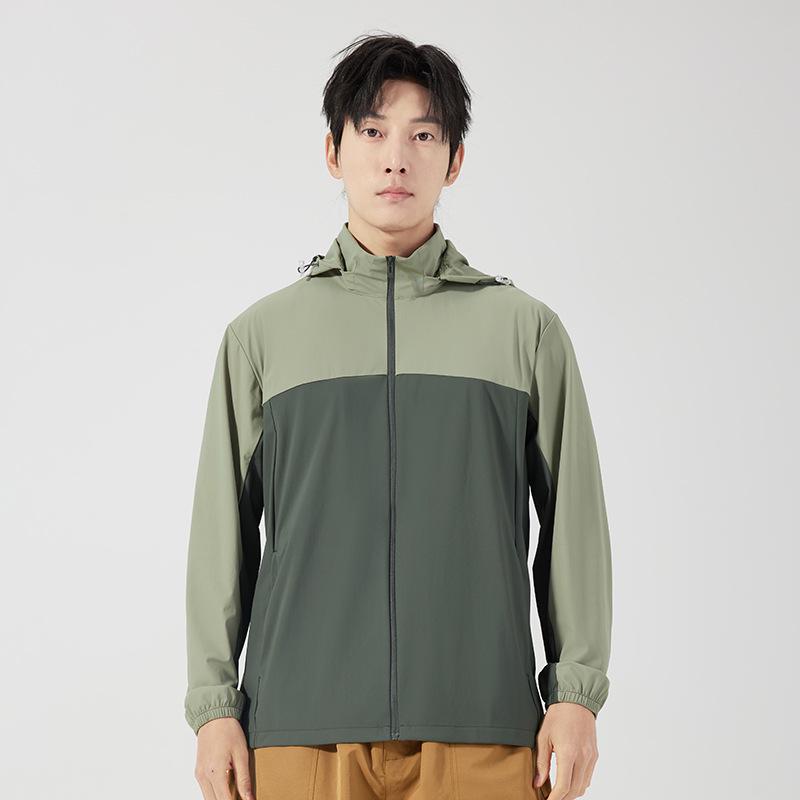 UPF50+ Sun Protection Color Block Hooded Jacket, Ice Silk, Custom Logo Option