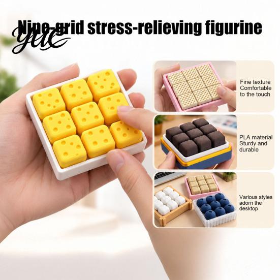 Stress Relief Toys 3D Printed 9-Square Fidget Clicker Toy, Simulation Fruit Cookie Pressing Portable Desk Fidgets Keychain, Click Desktop Ornament,