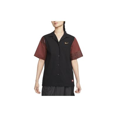Sportswear Color Block Blazer Style Casual Oversized Short Sleeve Shirt Women Shirts Black FJ7730-010