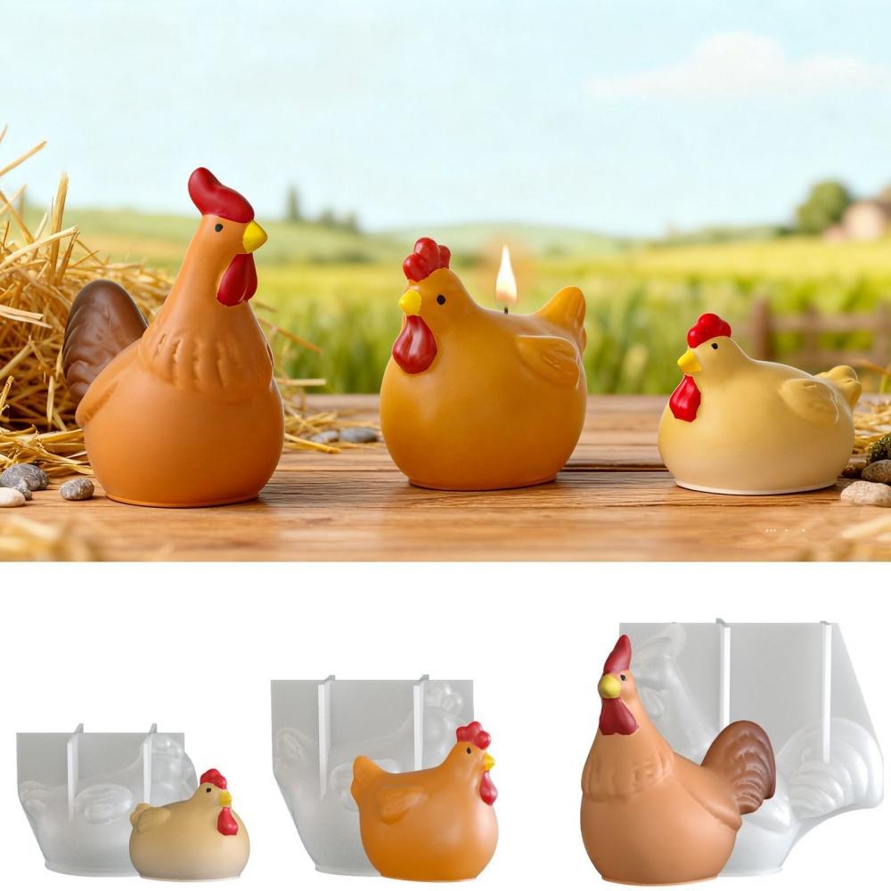 3D Chicken Candle Silicone Mold Cute Chicken Crafts Plaster Resin Cement Mould DIY Animal Soap Making Tool for Easter Home Decor