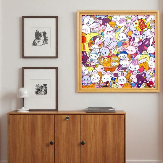 Wooden Rabbit Coloring Puzzle Kit with Marker Pens Glue DIY Hand-Painted 3D Irregular Bunny