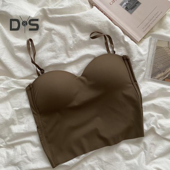 Ledově hedvábná tílka s ramínky a hrudní vycpávkou, nastavitelná ramínka, krásná záda, top kamizolka, elastická tkanina, spodní topy