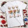 Womens Cute Reindeer With Lights and Bow Christmas T-Shirt Tee #MC