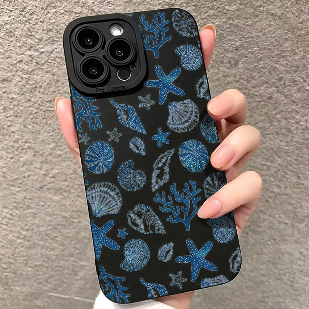Ocean Shells And Starfish Case For iPhone 17 16 15 14 13 12 11 Pro Max X XS XR 8 Plus 17 16 E Soft Bumper Shockproof Cases Cover