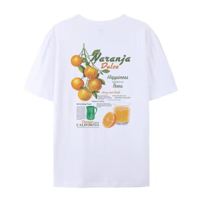 

Unisex Back Print Orange TShirts Oversized Vintage Streetwear Graphic Tees Women Cute Aesthetic Citrus Shirt Cotton Retro Tops S