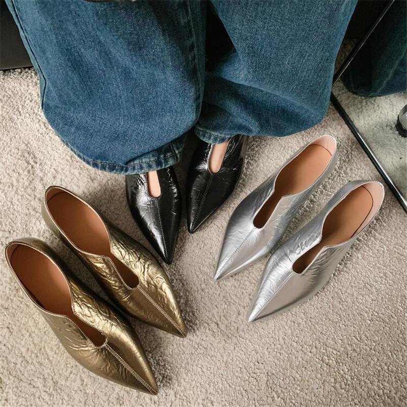 Fashion New Spring Cow Leather Women Shoes Pointed Toe Women Pumps Shoes for Women Zapatos De Mujer Fashion Retro Ladies Shoes Low Heel