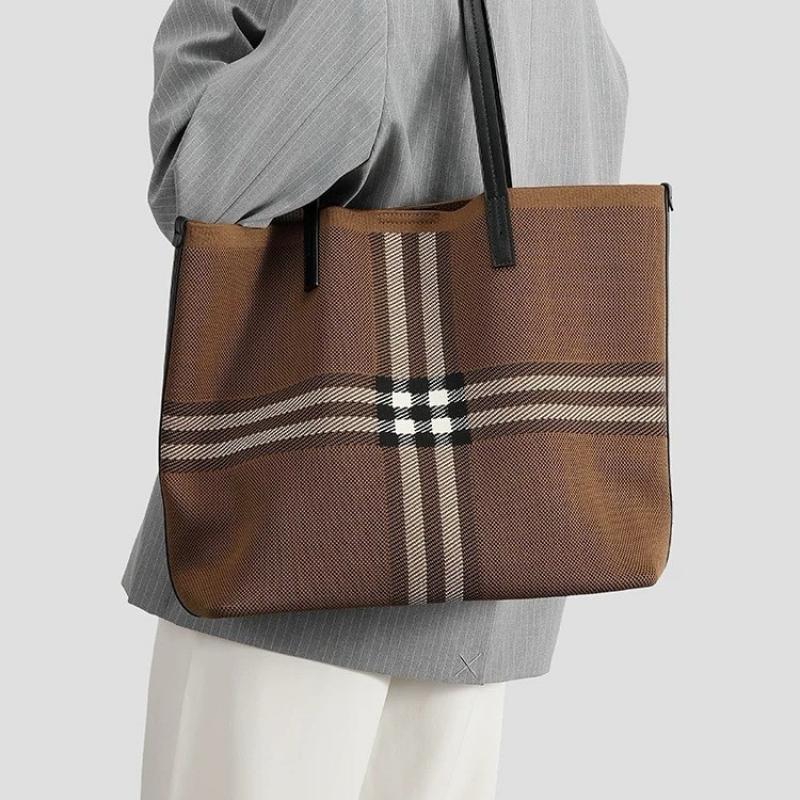 Large Tote Bag for Women, Casual Fashion Shoulder Bag, Woven Striped Work Bag, Versatile Handbag and Crossbody Bag