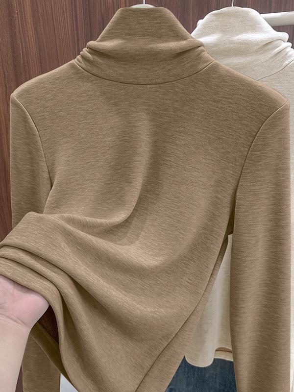 Women's Retro Velvet Turtleneck: Thickened Petite Korean Style Long Sleeve for Autumn/Winter 2026