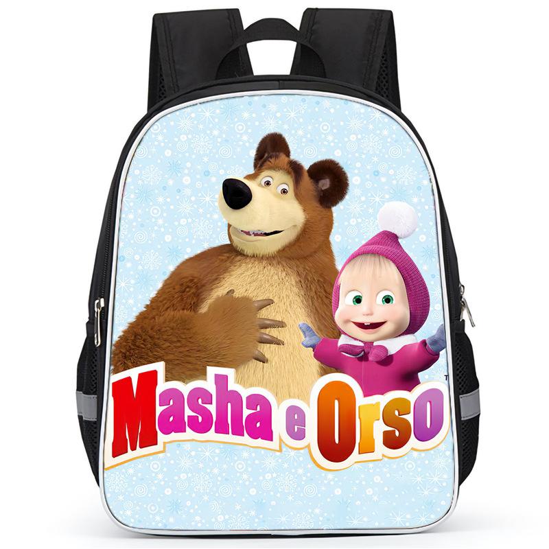 Masha And Bear School Bag Elementary School Cartoon High Definition Printing Large Capacity Zipper Oxford Lightweight Ridge Backpack