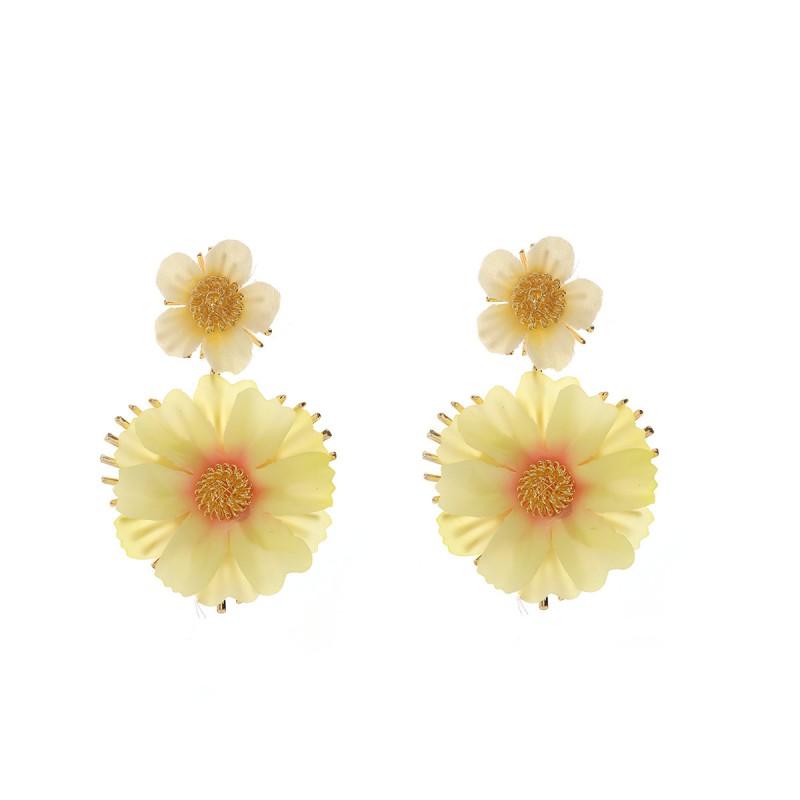 Dopamine Statement Earrings Women Bold Floral Design Ocean Vacation Style Electroplated Iron Multi-Color Options