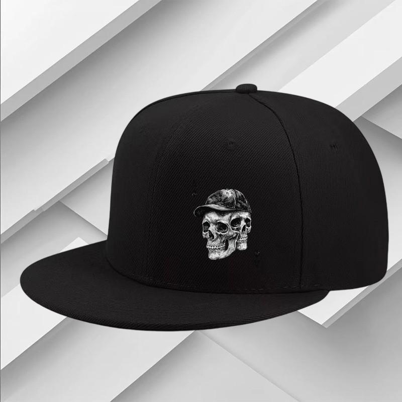 Double Skull With Cap Baseball Cap Streetwear Snapback Hat Unisex Casual Adjustable Polyester