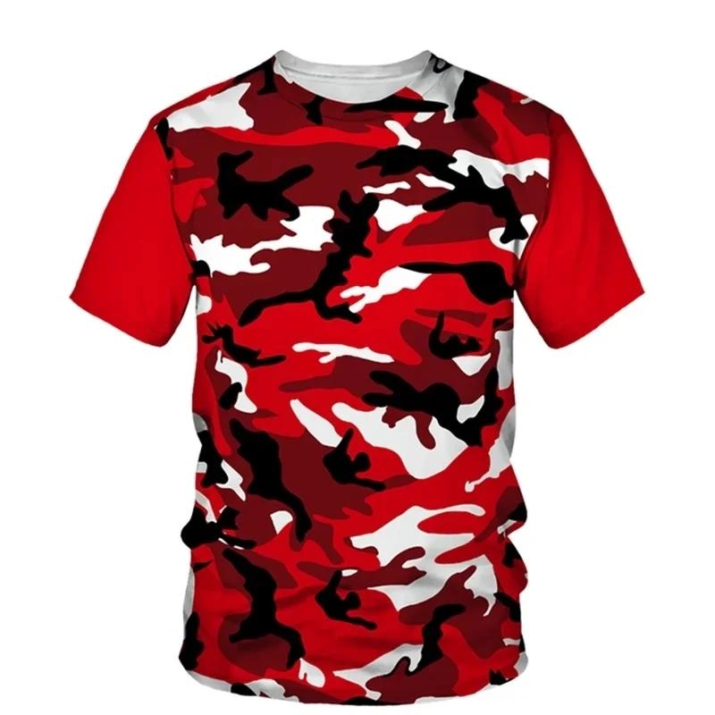 Summer Men's Camouflage Clothing 3D Printed T-shirt Fashionable Casual Short Sleeved Street Popular Plus Size Top
